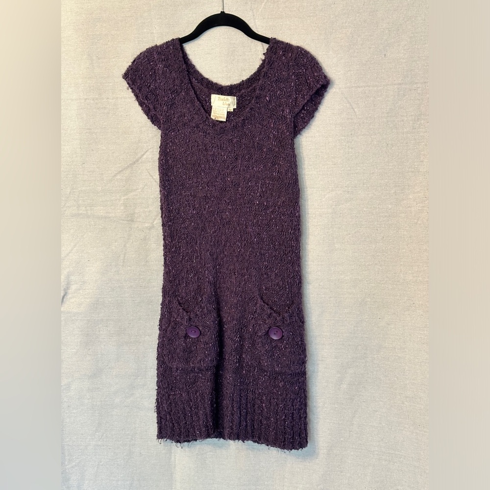 Purple Crocheted Fuzzy Midi Dress by Kroshetta